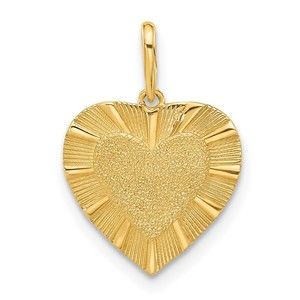 14K Textured Heart Pendant